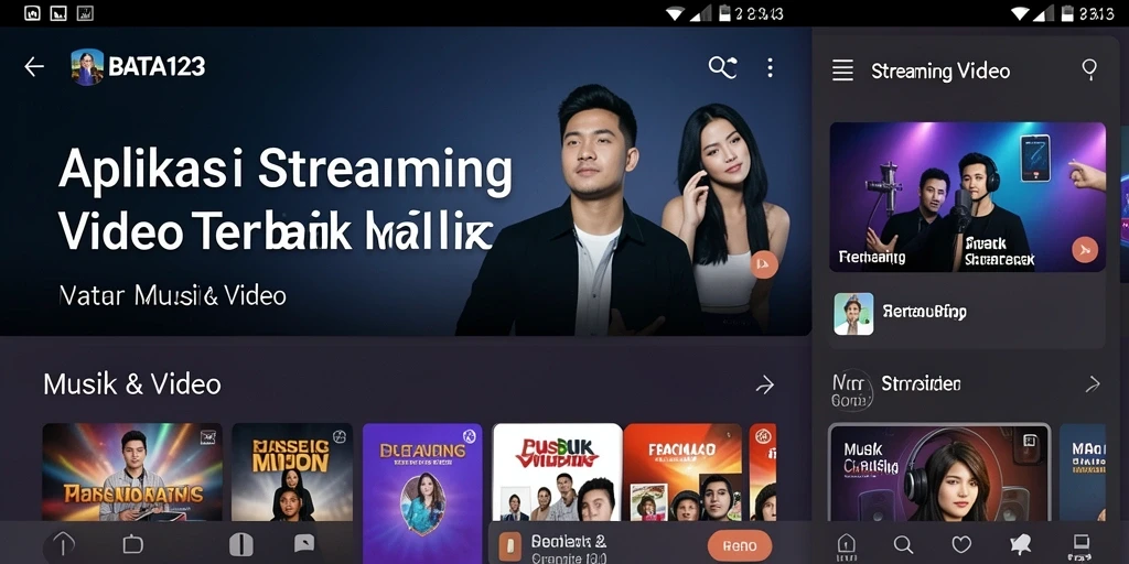 Antarmuka aplikasi BATA123 yang menarik dan fungsional untuk Streaming Video.