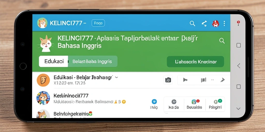 Antarmuka KELINCI777 yang interaktif untuk belajar Bahasa Inggris.