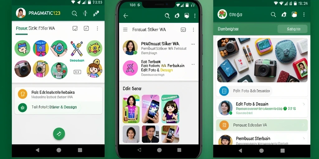 Tampilan antarmuka PRAGMATIC123 untuk membuat stiker WA yang menarik.