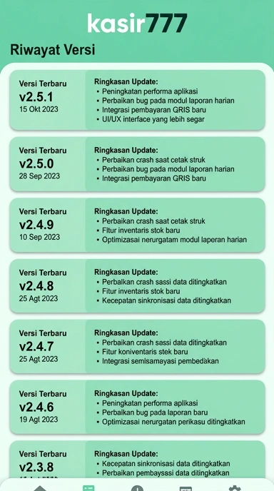 Riwayat Versi Terbaru kasir777 untuk Pengguna Android